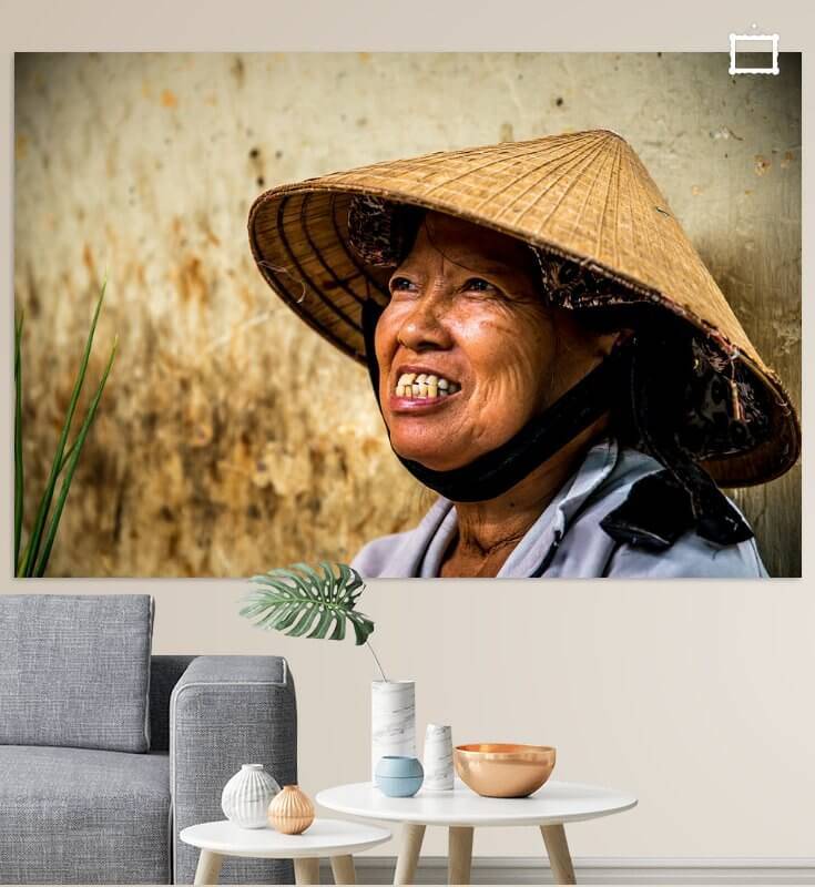 oude vrouw vietnam conical hat