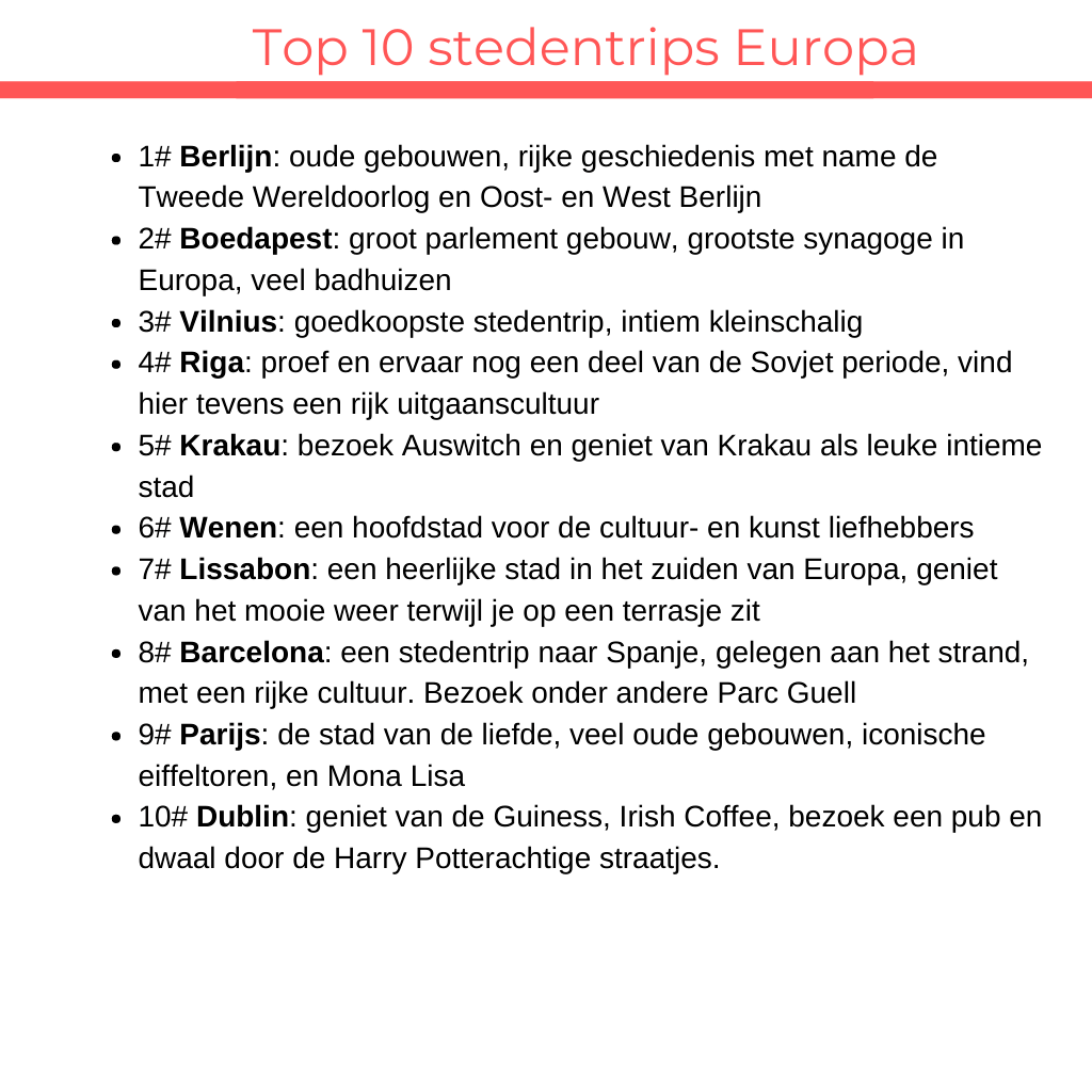 top 10 stedentrips europa